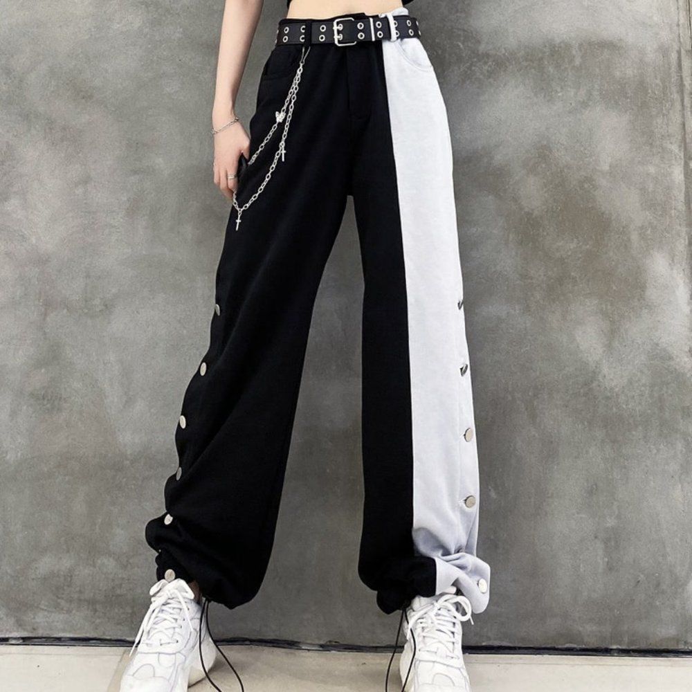 Dual Tones Contrast Cargo Pants | Hiphop Sport